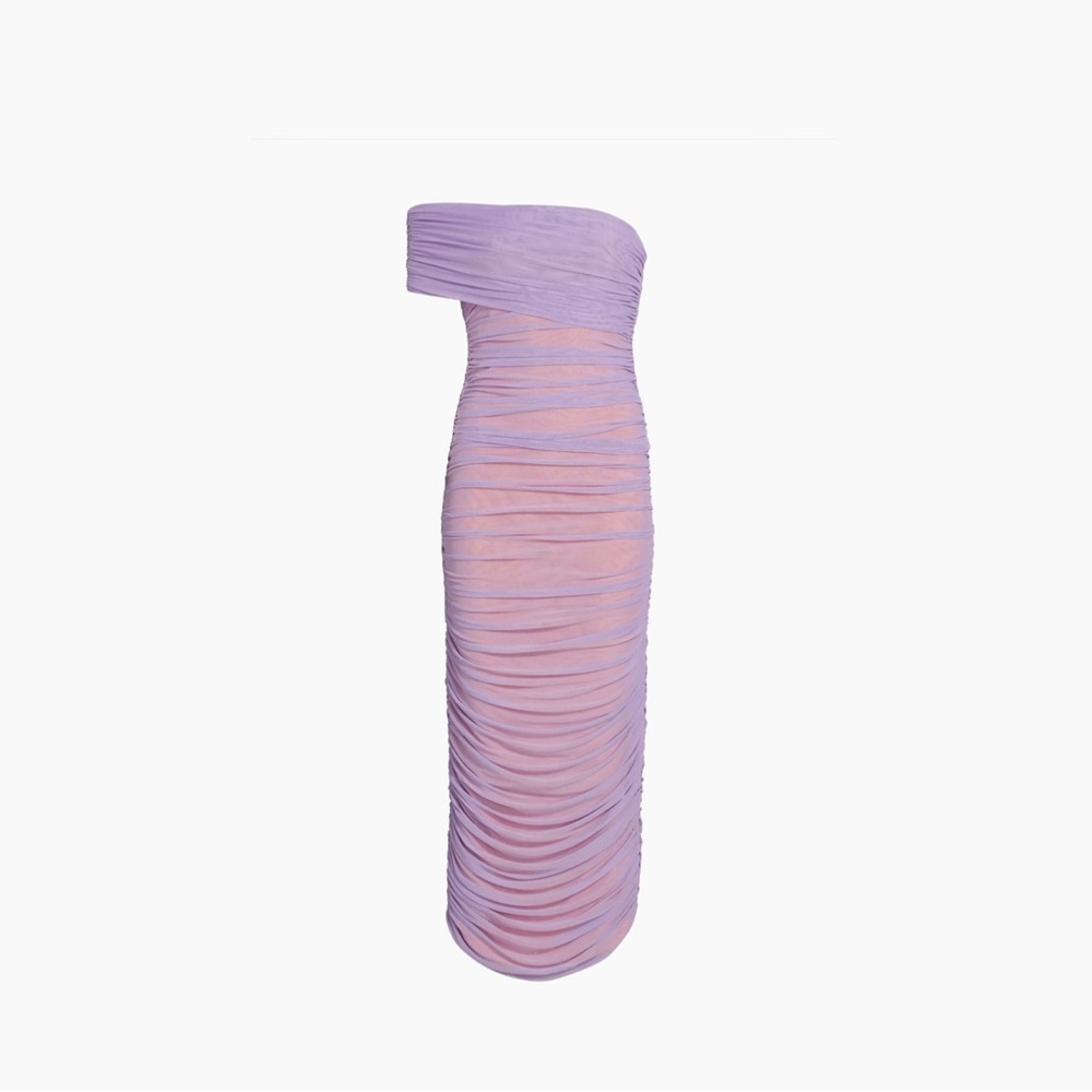 Ronny Kobo Lucia Ruched Mesh Maxi Dress